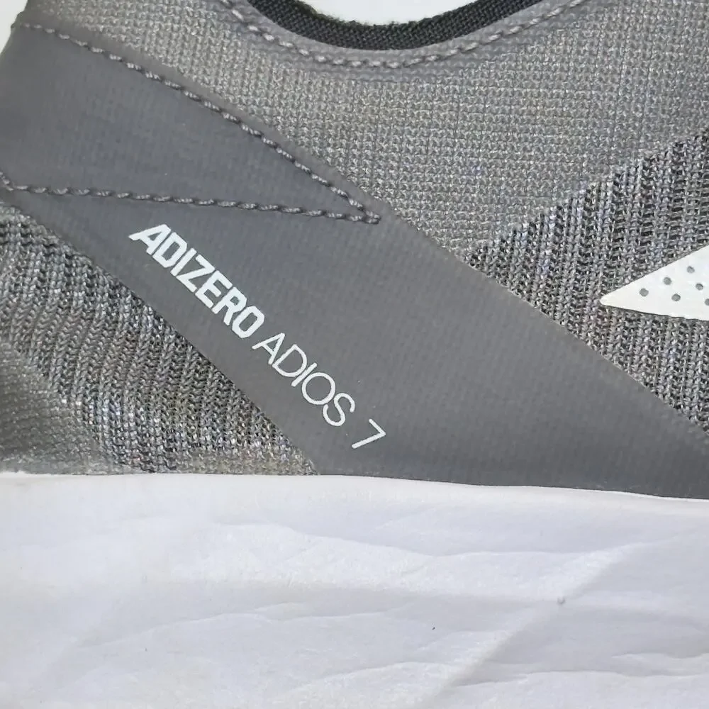 Adidas Adizero Adios 7 Mens 11.5 Gray White Running Training Sneakers Shoes